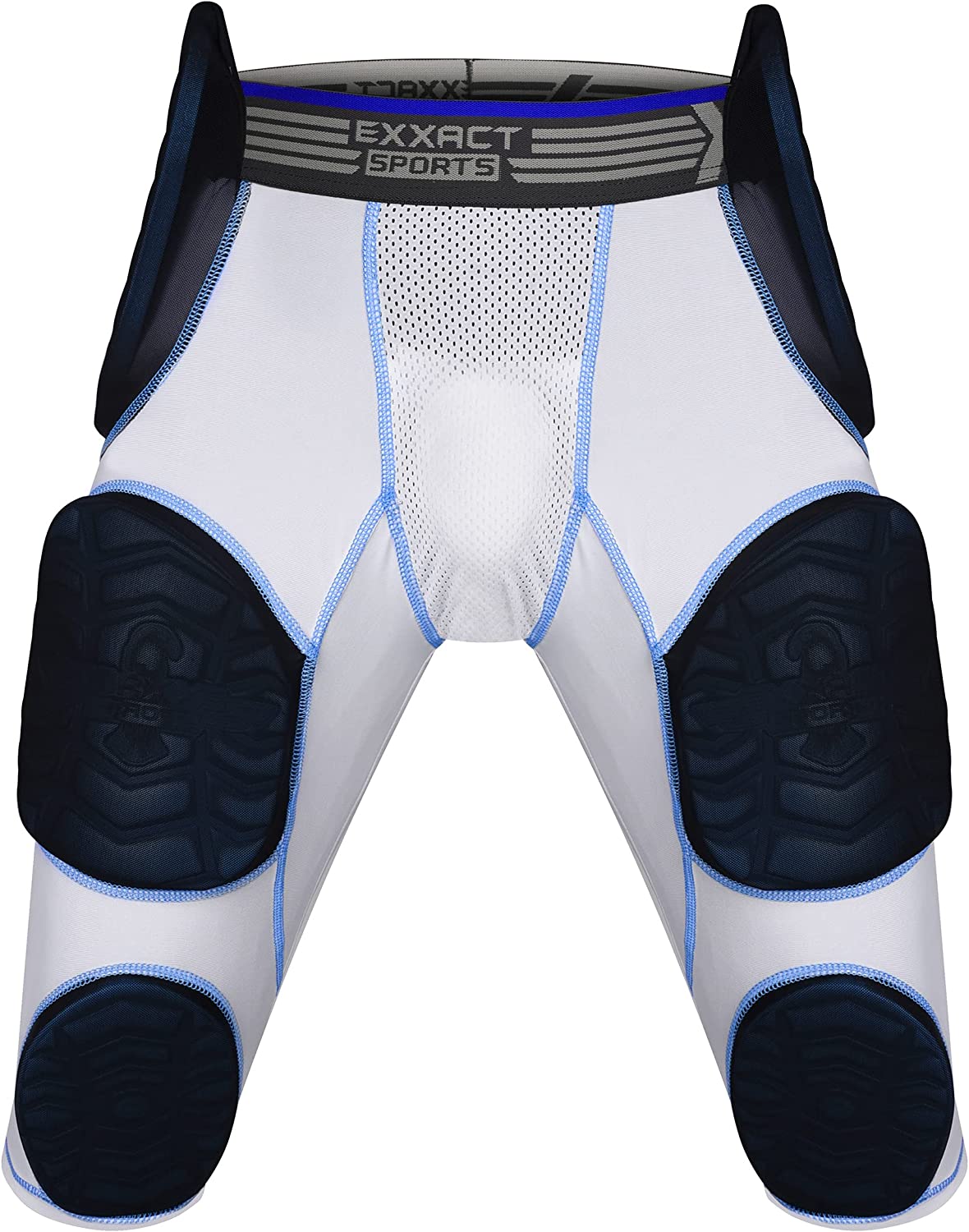 Exxact Sports Adult ‘Combat’ 7 Pad Integrated Football Girdle Men’s Padded Compression Tights for Football 