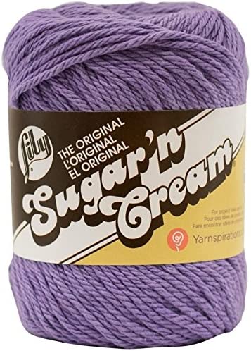 Variety Assortment Lily Sugar\'n Cream Yarn 100 Percent Cotton Solids and Ombres (6-Pack) Medium Number 4 Worsted Bundle with Four Square Dishcloth Pattern