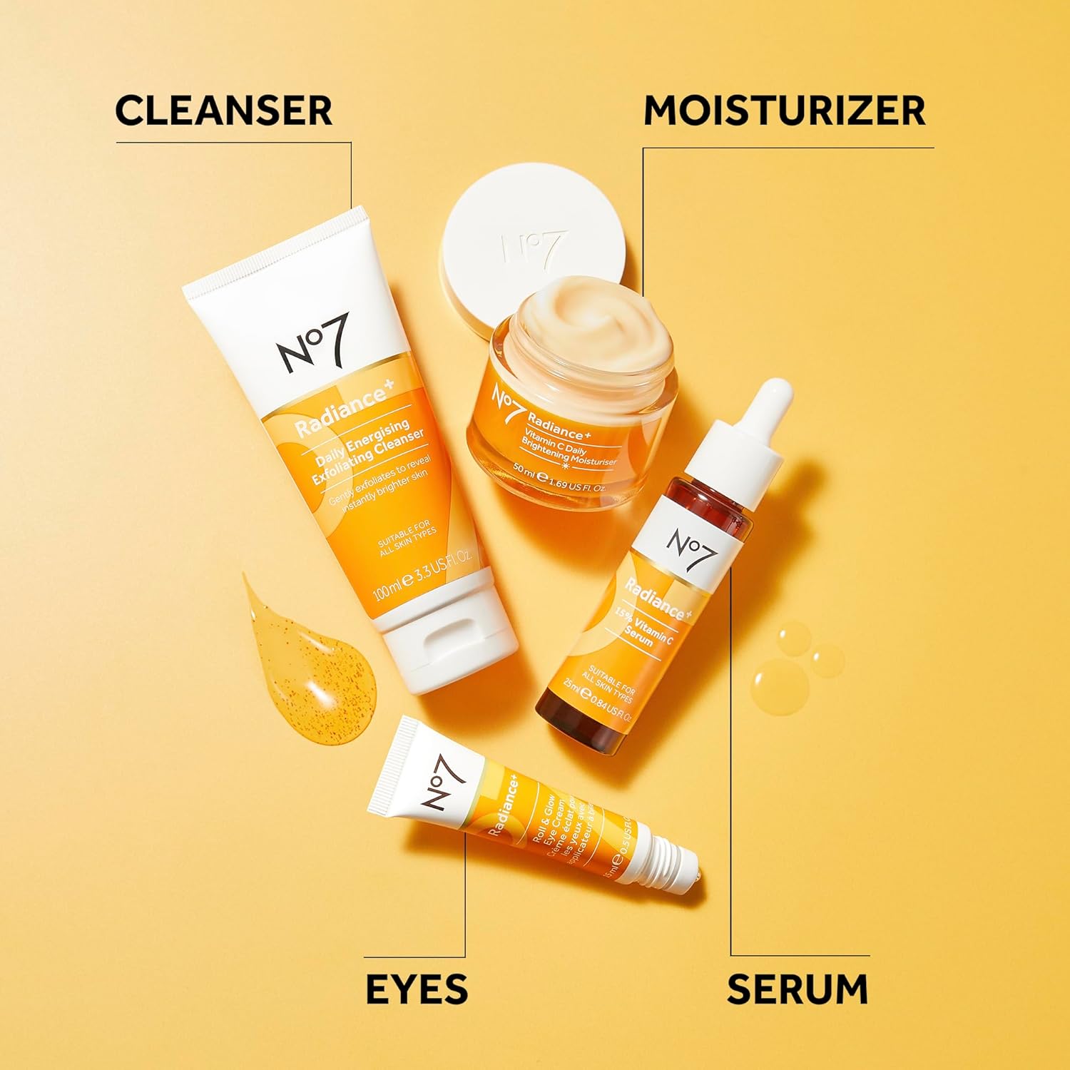 No7 Radiance+ 15% Vitamin C Serum - Radiance-Boosting Face Serum for Glowing Skin - Re-Energizing Vitamin C Skin Care for Daily Use (0.84 oz) Radiance Serum