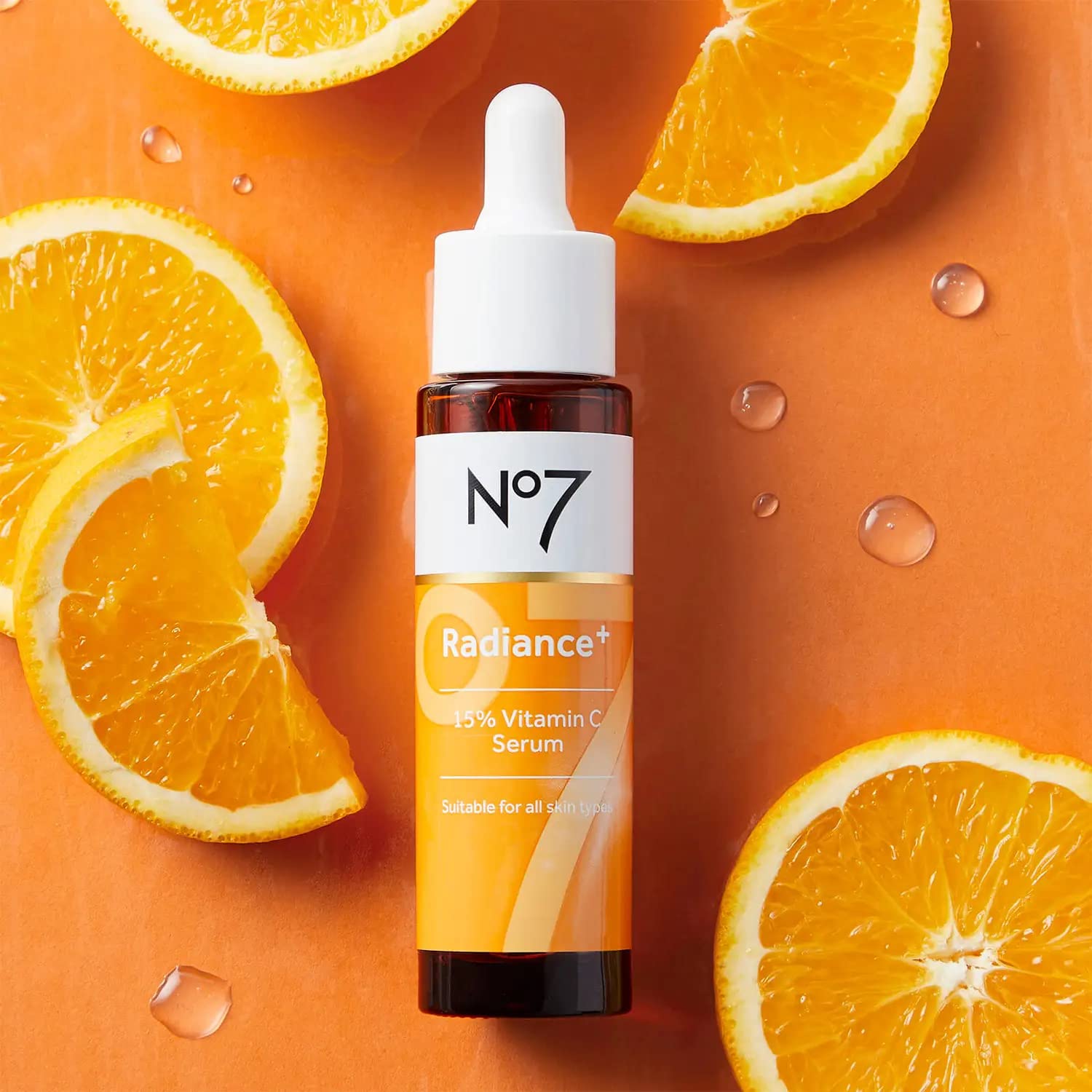 No7 Radiance+ 15% Vitamin C Serum - Radiance-Boosting Face Serum for Glowing Skin - Re-Energizing Vitamin C Skin Care for Daily Use (0.84 oz)