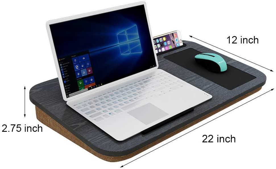 HOME BI Lap Desk for Laptop with Built-in Mouse Pad and Cellphone Tablet Holder, (Fits up to 15