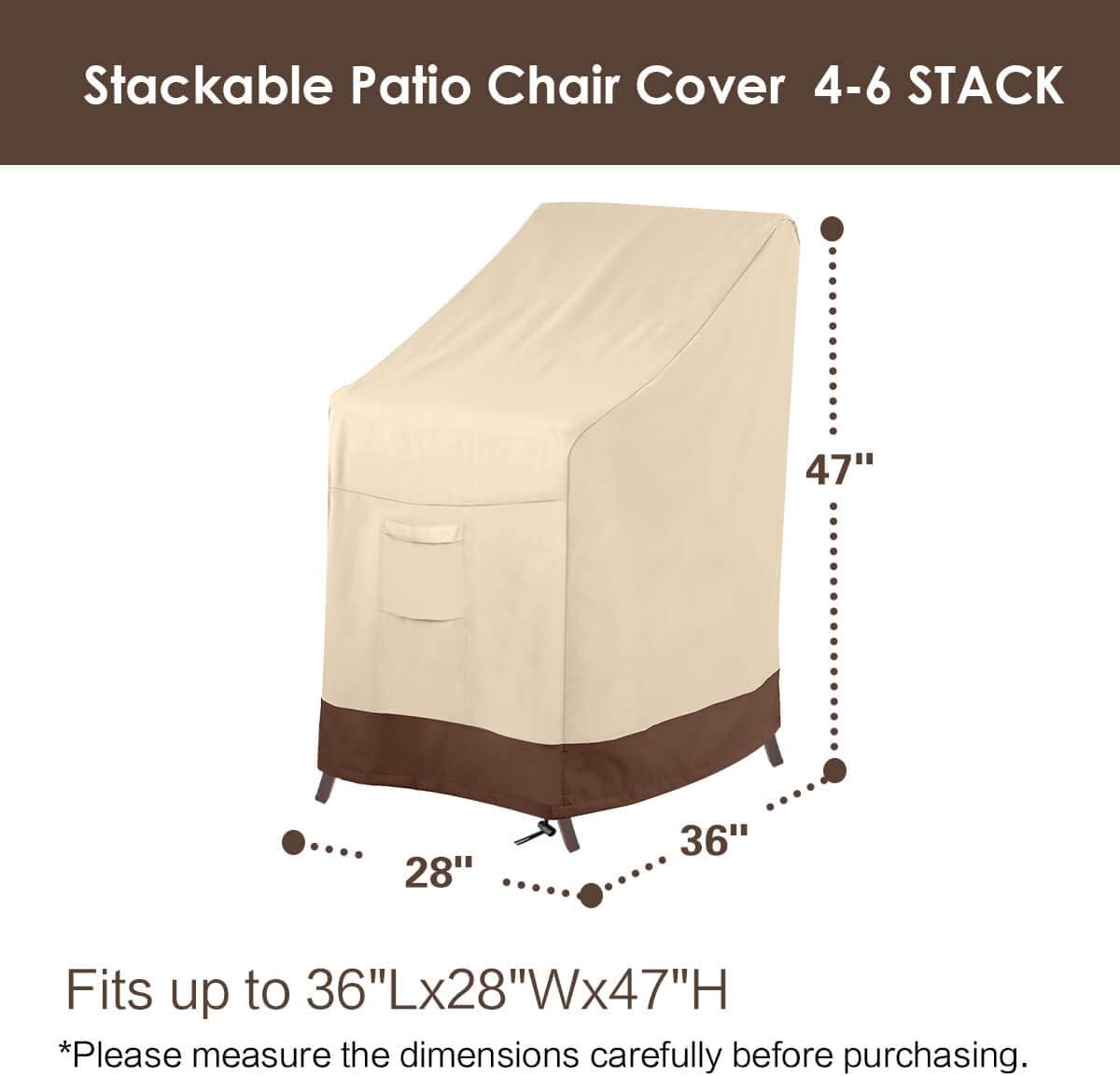 Vailge Stackable Patio Chair Cover,100% Waterproof Outdoor Chair Cover, Heavy Duty Lawn Patio Furniture Covers,Fits for 4-6 Stackable Dining Chairs,36