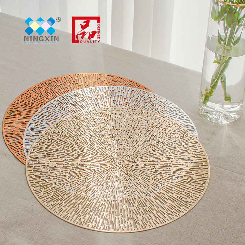 Holiday round table mat PVC table mat insulation mat hollowed-out table mat environmental protection durable fireworks hotel restaurant Western food mat