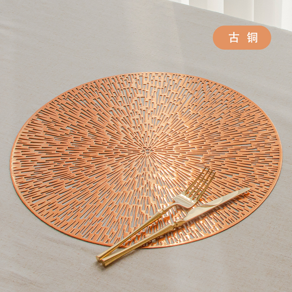 Holiday round table mat PVC table mat insulation mat hollowed-out table mat environmental protection durable fireworks hotel restaurant Western food mat