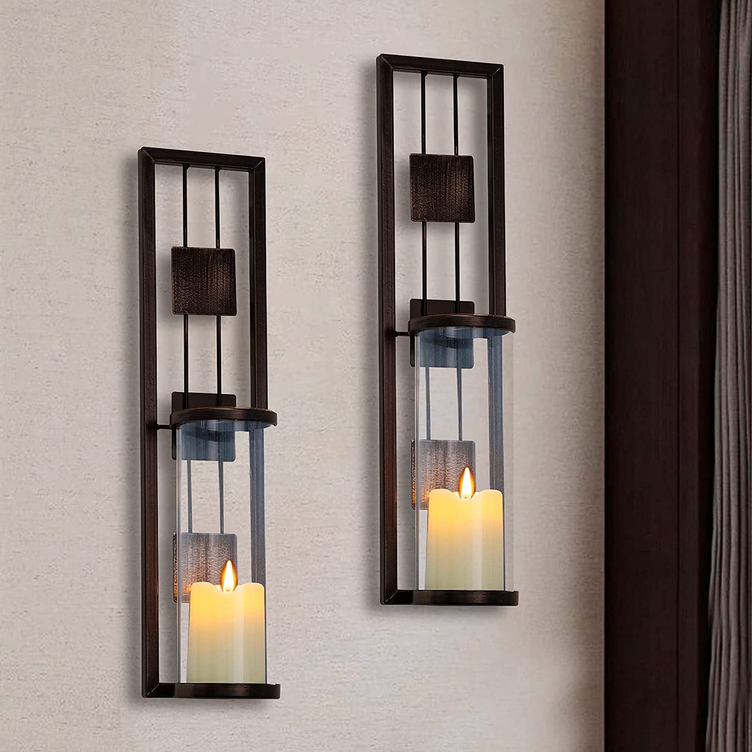 Shelving Solution Wall Sconce Candle Holder Metal Wall Decorations for Living Room, Bathroom, Dining Room, Set of 2