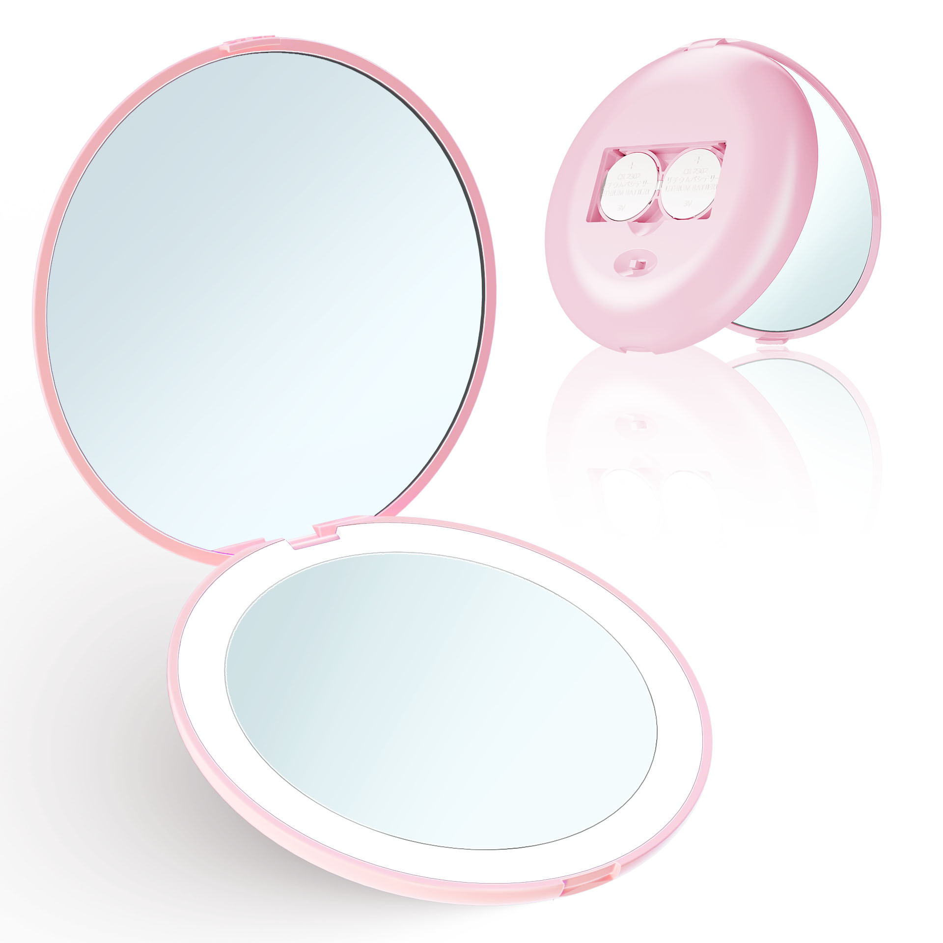 Handheld LED portable vanity mirror with lamp Foldable rechargeable small mirror gift Practical portable LED vanity mirror with lamp