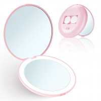 Handheld LED portable vanity mirror with lamp Foldable rechargeable small mirror gift Practical portable LED vanity mirror with lamp