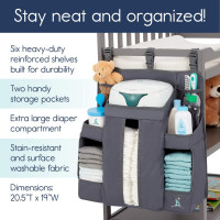 hiccapop Hanging Diaper Organizer for Changing Table, Cribs and Walls, Diaper Stacker and Nursery Organizer | Hanging Diaper Caddy Organizer for Baby Essentials | Diaper Storage Organizer Slate Gray