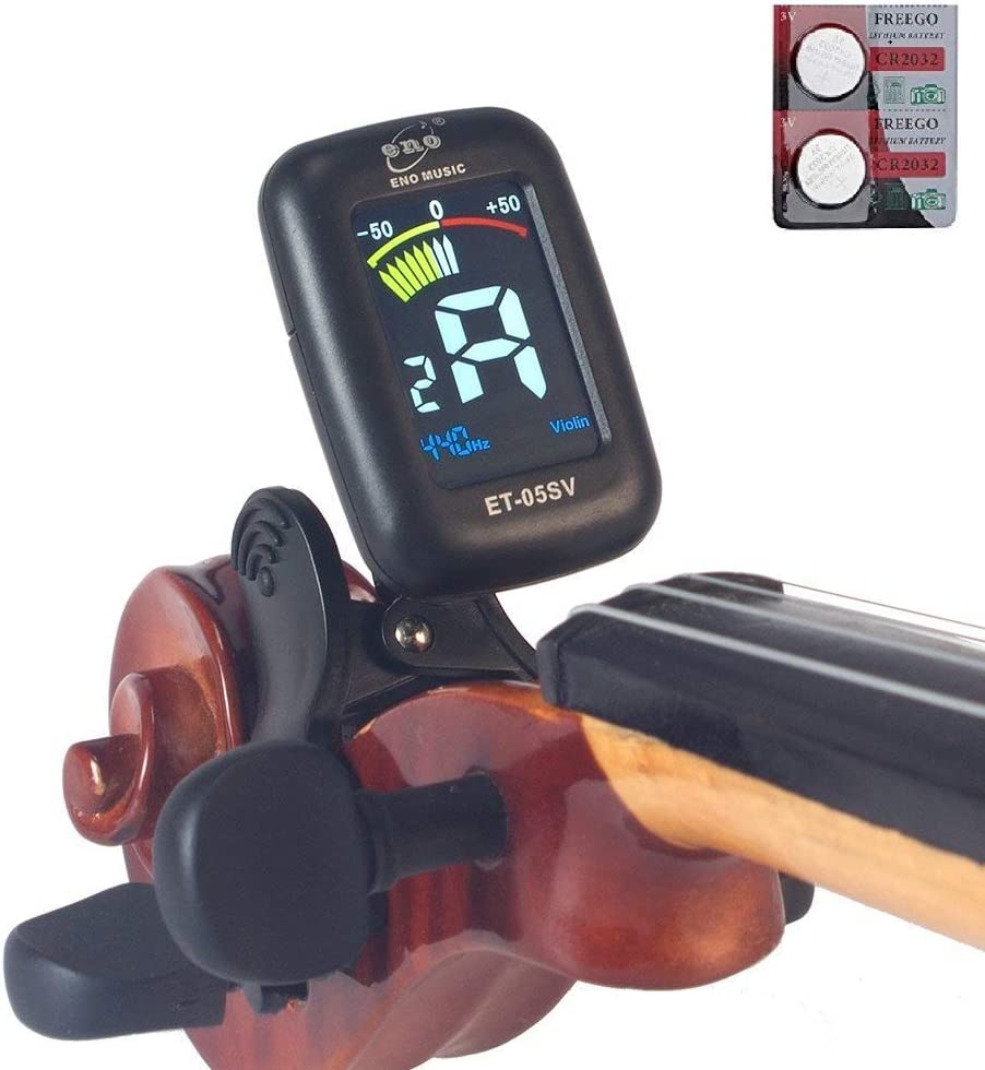 ENO MUSIC Professional Violin Viola Tuner, Colorful LCD Display Easy Control Clip on Accurate Violin Tuner (ET-05SV) (Tuner)