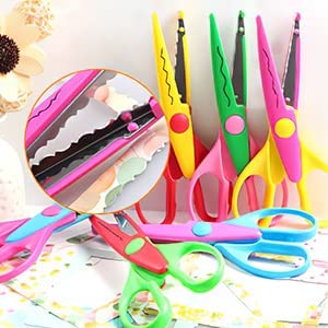 UCEC Craft Scissors Decorative Edge, Zig Zag Scissors, Kids Scissors, Safety Scissors, Design Pattern Scissors for Kids Toddler Adults, Crafting Scrapbooking Supplies for School, 6 Pack Colorful