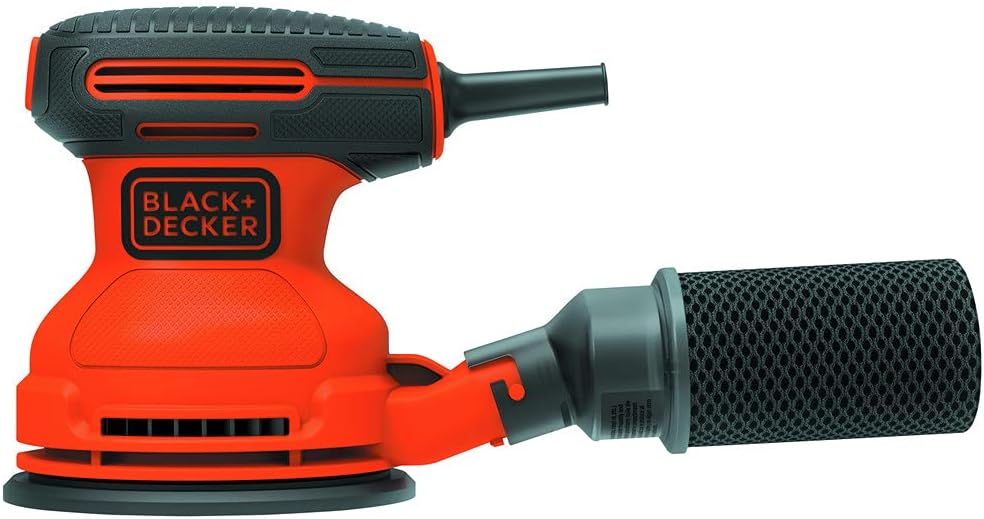 BLACK+DECKER Orbital Sander, 5 Inch, 2.0 Amp, 12000 OPM, Corded, 1 Sandpaper Sheet and Dust Bag Included (BDERO100)