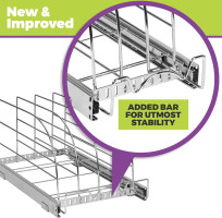 HOLDN’ STORAGE Pull Out Organizer for Bakeware, Cutting Board and Trays, Adjustable Dividers - Heavy Duty, Lifetime Limited Warranty - For Narrow Cabinet Spaces, 12.5”W x 21”D x 11”H, Chrome 12.5