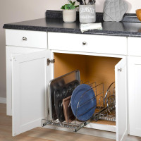 HOLDN’ STORAGE Pull Out Organizer for Bakeware, Cutting Board and Trays, Adjustable Dividers - Heavy Duty, Lifetime Limited Warranty - For Narrow Cabinet Spaces, 12.5”W x 21”D x 11”H, Chrome 12.5