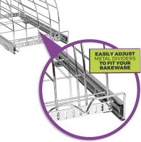HOLDN’ STORAGE Pull Out Organizer for Bakeware, Cutting Board and Trays, Adjustable Dividers - Heavy Duty, Lifetime Limited Warranty - For Narrow Cabinet Spaces, 12.5”W x 21”D x 11”H, Chrome 12.5