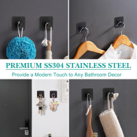 Boperzi Bathroom Accessories Set Complete: 8pc Bathroom Accessory Set with Trash Can 2pc for Floor/Counter, Toilet Brush, Soap Dispenser, Toothbrush Holder, Adhesive Hook, Grey Modern Bathroom Set Dark Gray