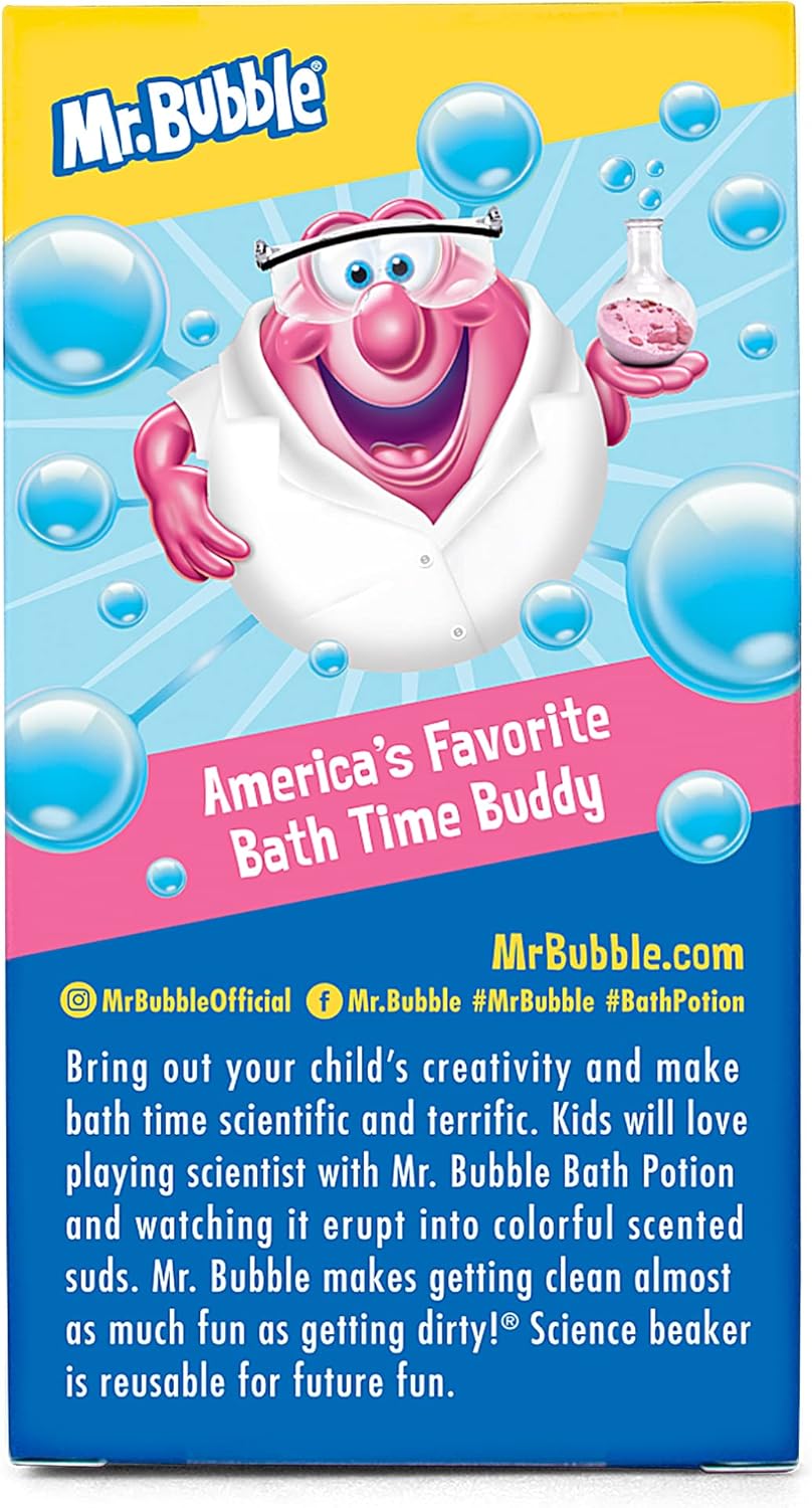 Mr. Bubble Kids Bath Bomb Potions - Colorful Fizzy Fun - Cool Foam and Bubble Science Beaker Bath Toys (Pack of 4)