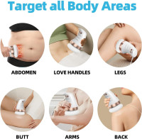 Cellulite Massager Electric, Body Sculpting Machine with 6 Skin Friendly Washable Pads, Beauty Sculpt Massager for Belly Legs Arms White