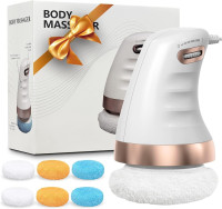 Cellulite Massager Electric, Body Sculpting Machine with 6 Skin Friendly Washable Pads, Beauty Sculpt Massager for Belly Legs Arms White