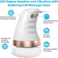 Cellulite Massager Electric, Body Sculpting Machine with 6 Skin Friendly Washable Pads, Beauty Sculpt Massager for Belly Legs Arms White