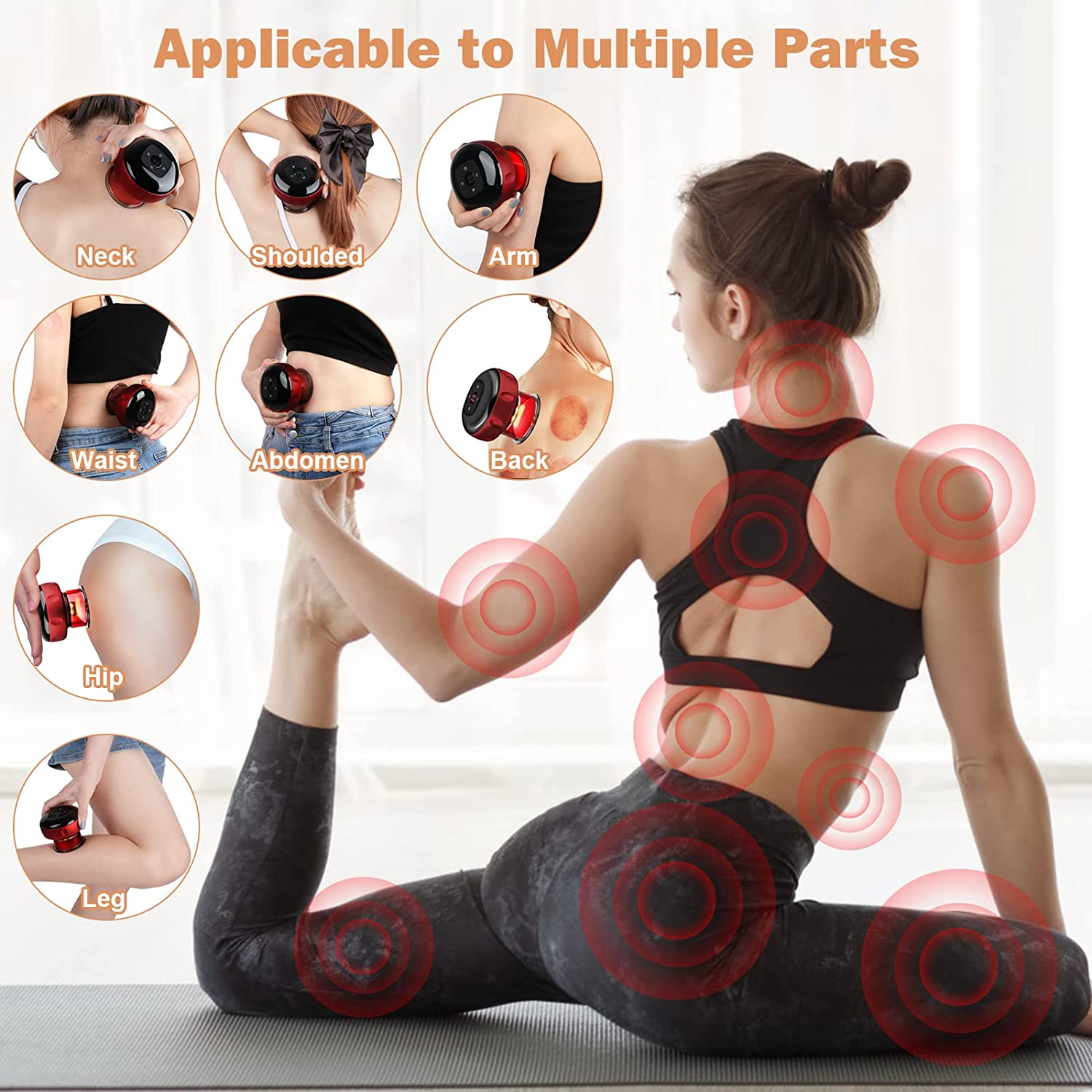 MOCHI MCFD Electric Cupping Therapy Set, Smart Dynamic Cupping Machine Cupping Device Cellulite Massager 3 in 1 Massage Vacuum Therapy Machine Scrapping Cupping Tool, 12 Levels Temperature & Suction