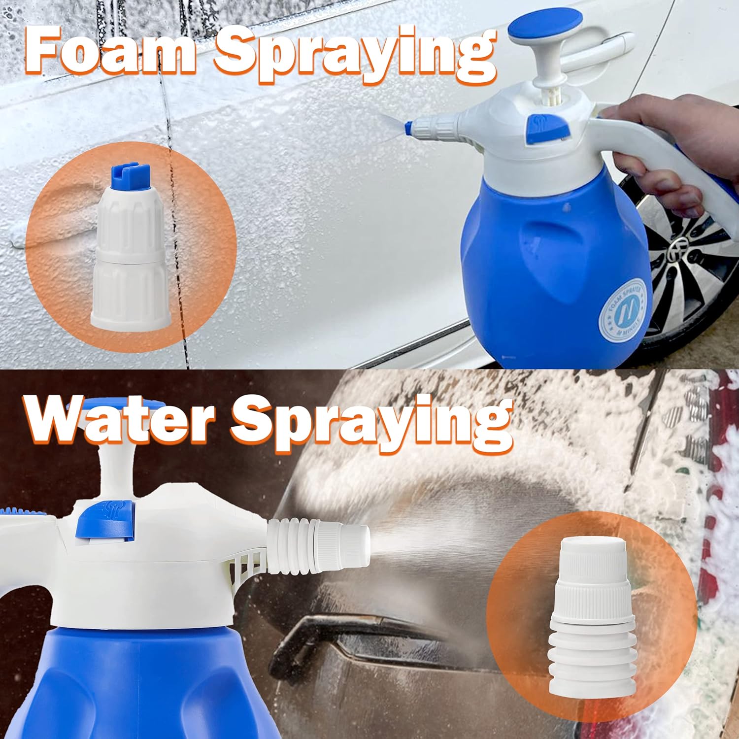 M MINGLE Foam Sprayer, Manual Foaming Car Wash Sprayer, Hand Pump Snow Foam Cannon for Car Detailing & Washing, 2 Liter