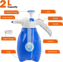 M MINGLE Foam Sprayer, Manual Foaming Car Wash Sprayer, Hand Pump Snow Foam Cannon for Car Detailing & Washing, 2 Liter