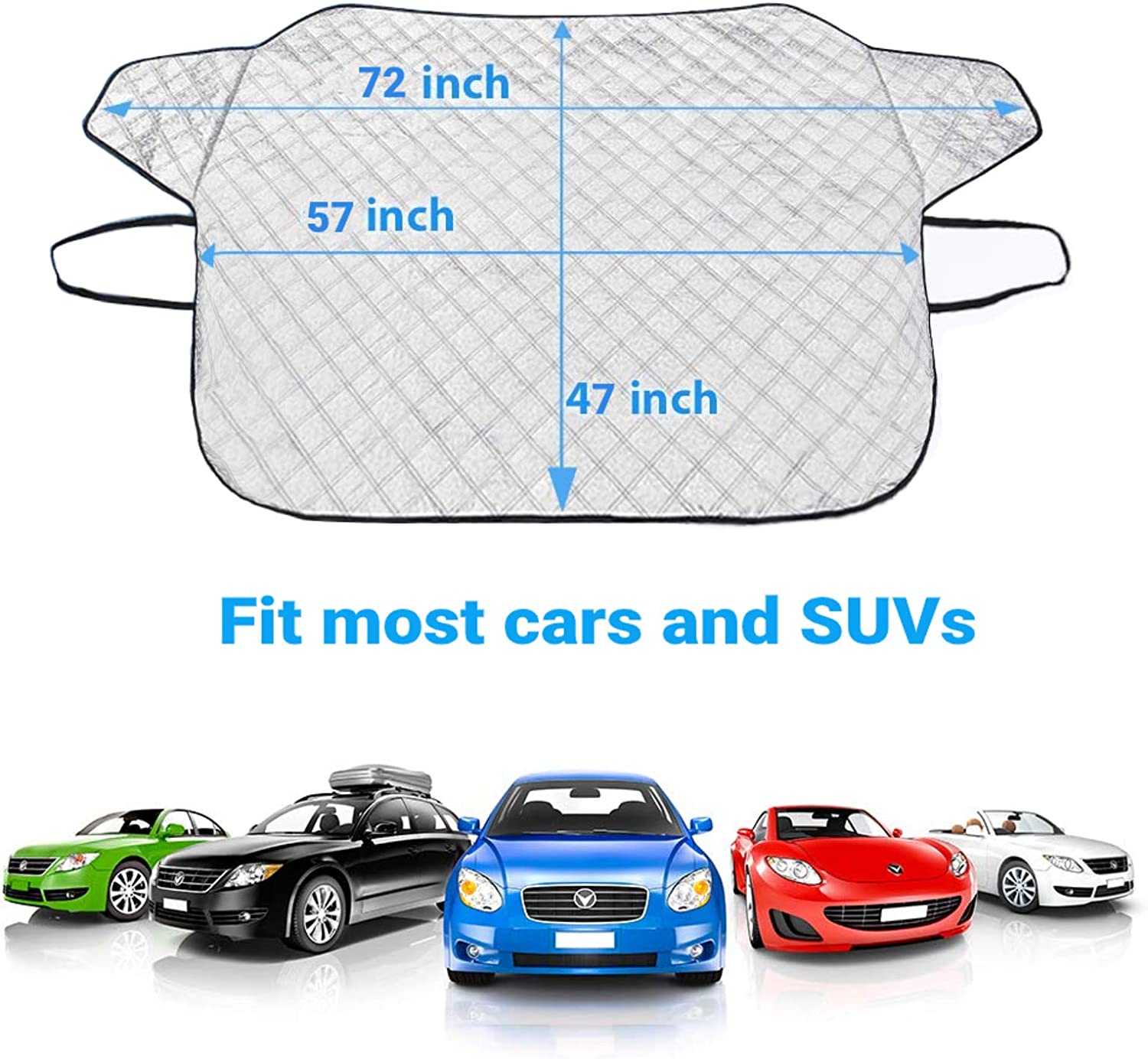 MITALOO Car Windshield Snow Cover with 4 Layers Protection, Frost Ice Removal Sun Shade for Winter Protection, Extra Large and Thick Windshield Ice Cover Fits for Cars Trucks Vans and SUVs Large Size (57" x 47")