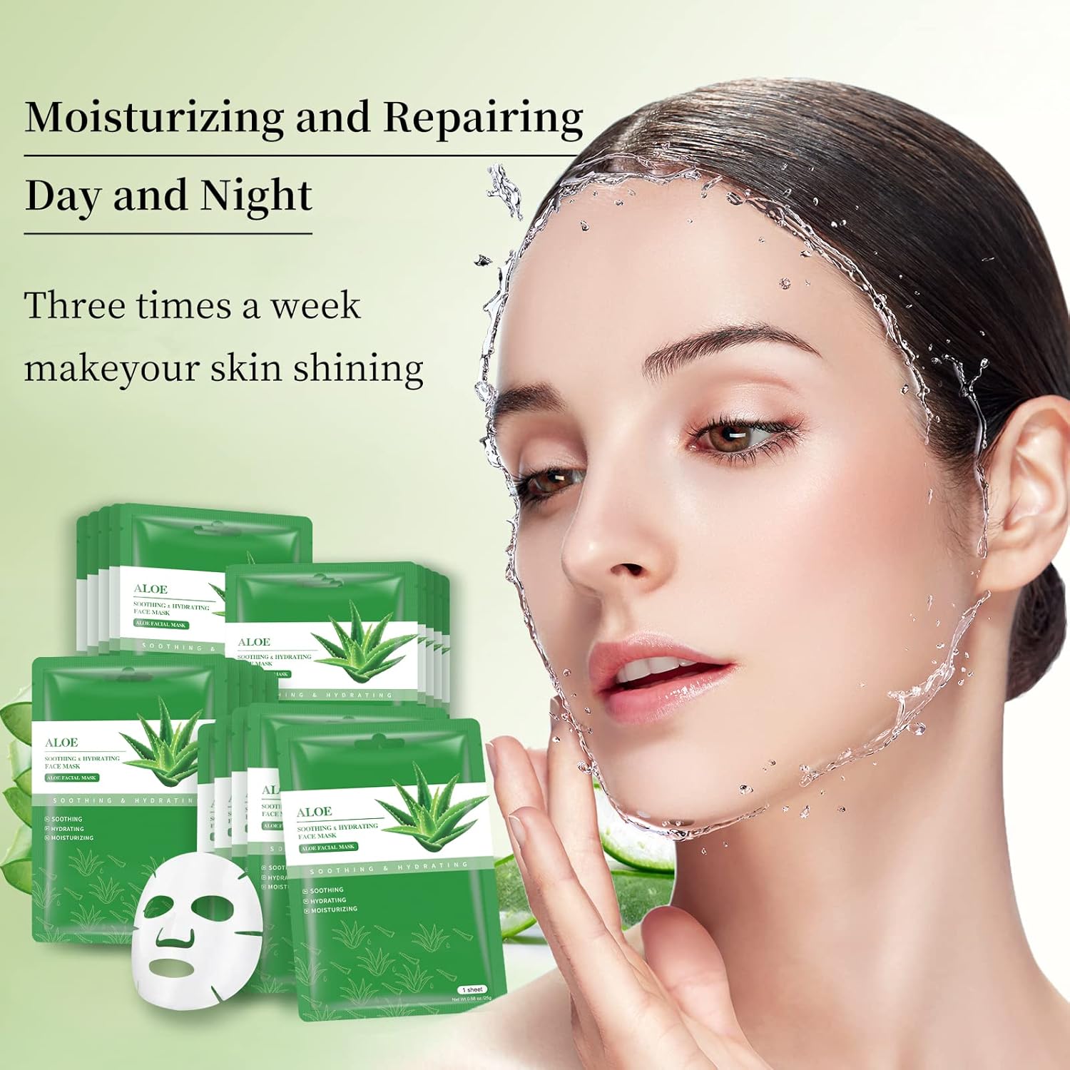 Face Masks Skincare Sheet Mask Aloe Vera Sheets Mask, Hydrating Face Masks Soothing Facial Mask for All SkinTypes Sun Care, Facial Masks for Women Skin Care Sheet Masks for Face Pack of 10