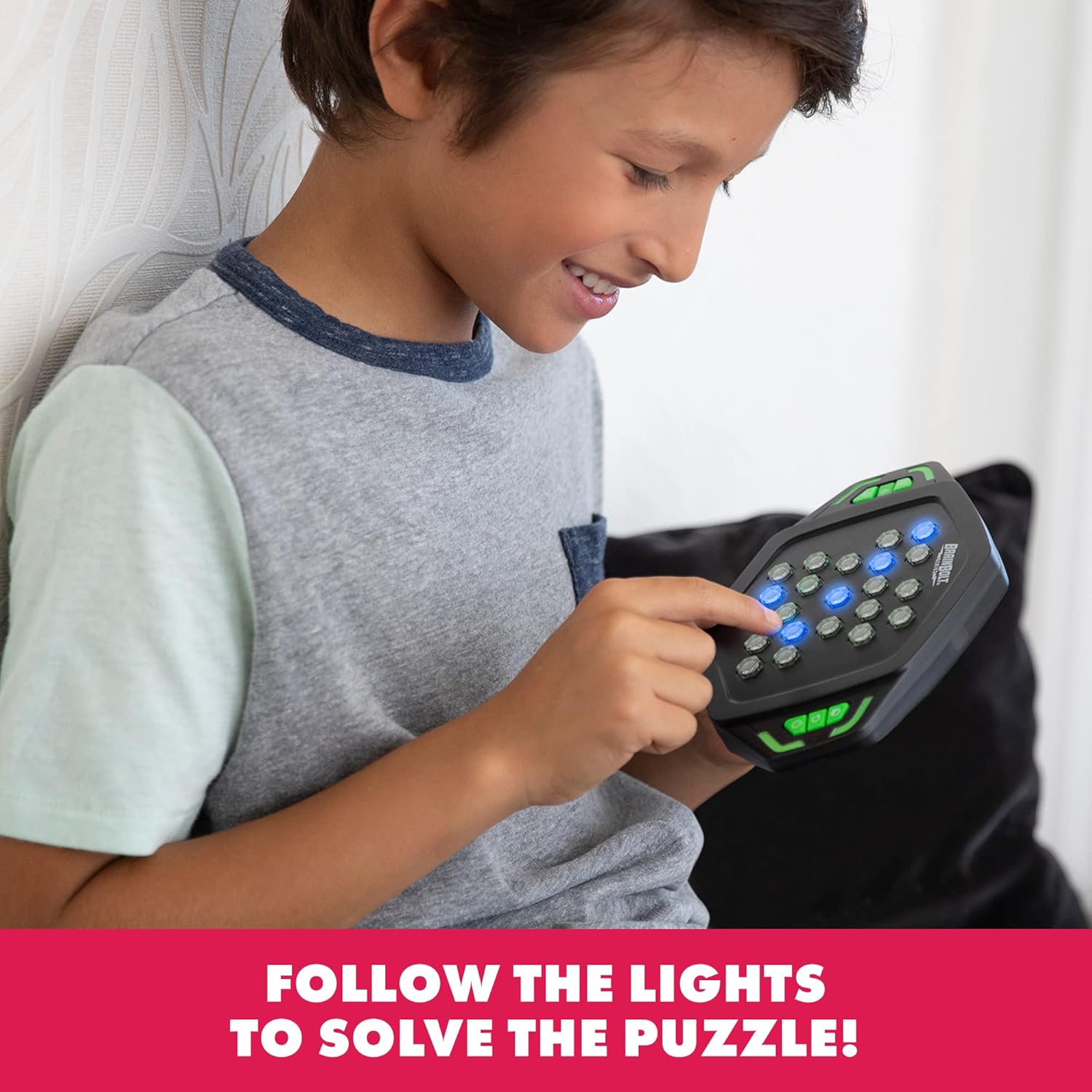 Educational Insights BrainBolt Genius - Handheld Memory Game with Light and Sound, Electronic Brain Games, Single Player Brain Teasers for Kids Teens, & Adults, Gamer Gifts for Boys & Girls Ages 7+