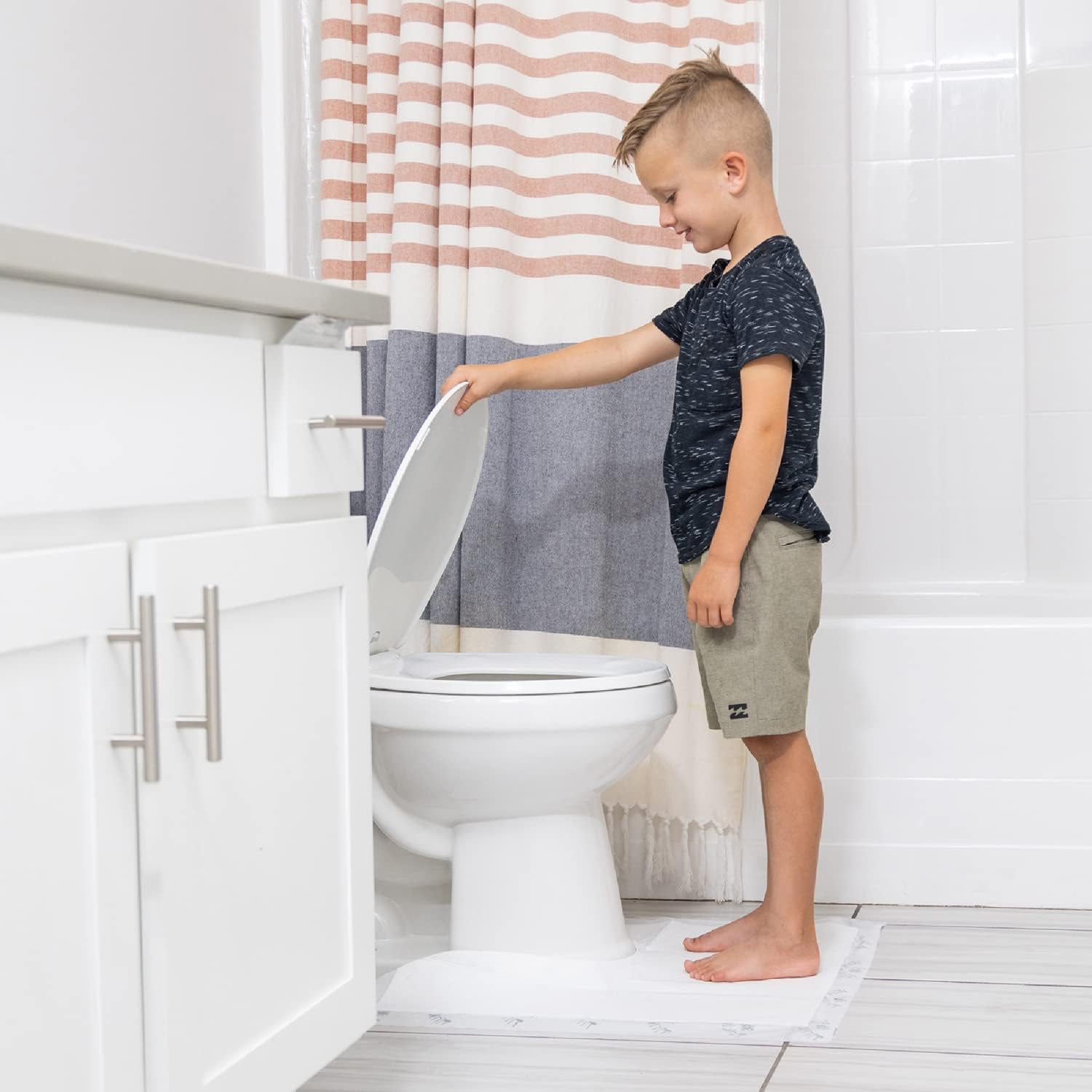Tinkle Mat Disposable Toilet Commode Mat – Super Absorbent, Deodorizing Toilet Mats for Bathroom U Shaped – Great for Kid Potty Training, Incontinence & More – 24 x 24 Inches, 20 Pack, Unscented