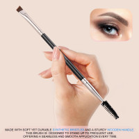 KINGMAS Eyebrow Brush Spoolie Professional Duo Angled Eye Brow Brush for Lining and Shaping Brows or Lashes (Black)