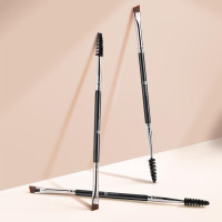 KINGMAS Eyebrow Brush Spoolie Professional Duo Angled Eye Brow Brush for Lining and Shaping Brows or Lashes (Black)