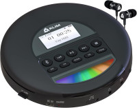 KLIM Nomad - New - Portable CD Player Walkman with Long-Lasting Battery - with Headphones - Radio FM - Compatible MP3 CD Player Portable - TF Card Radio FM Bluetooth - Ideal for Cars - Black