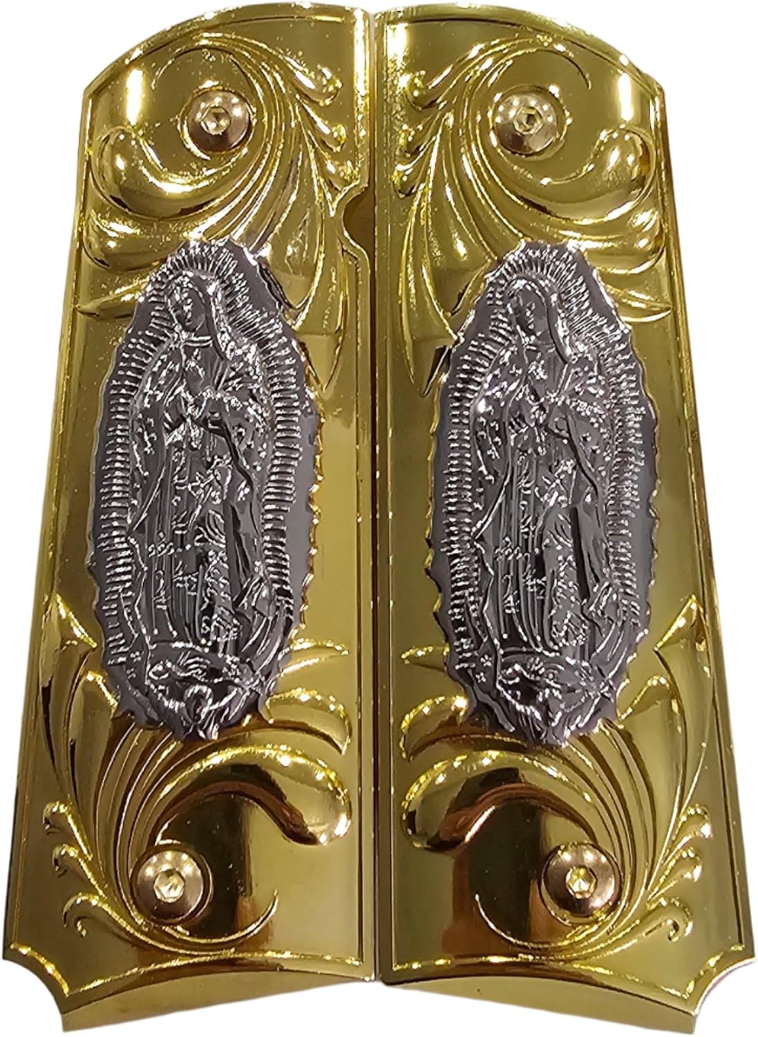 Gold Virgin Mary Lady of Guadalupe Grips 1911 Full Size Grips Ambi Safety