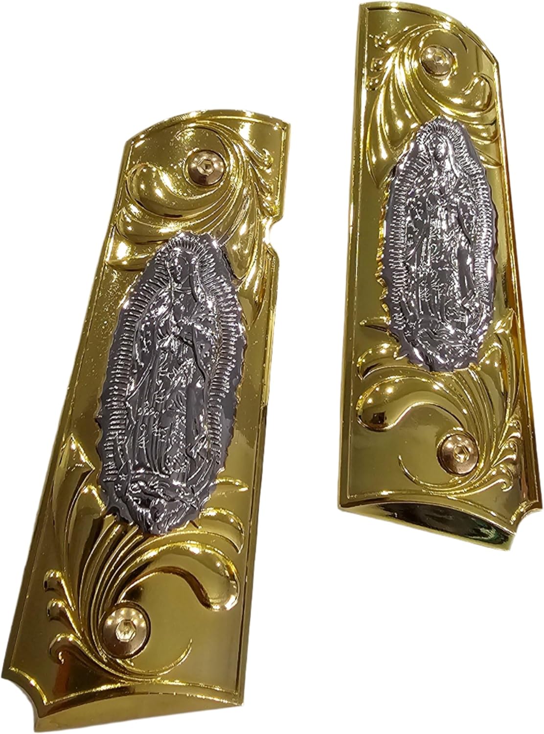 Gold Virgin Mary Lady of Guadalupe Grips 1911 Full Size Grips Ambi Safety