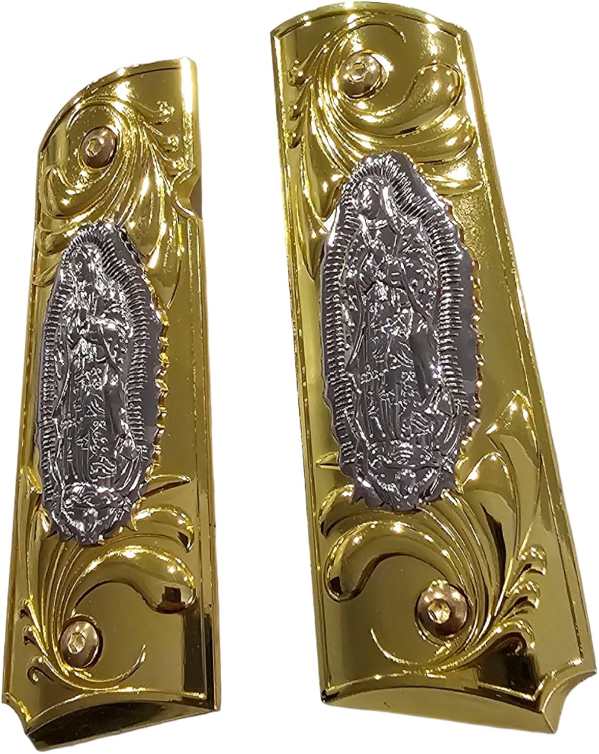 Gold Virgin Mary Lady of Guadalupe Grips 1911 Full Size Grips Ambi Safety