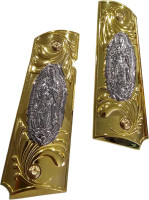 Gold Virgin Mary Lady of Guadalupe Grips 1911 Full Size Grips Ambi Safety