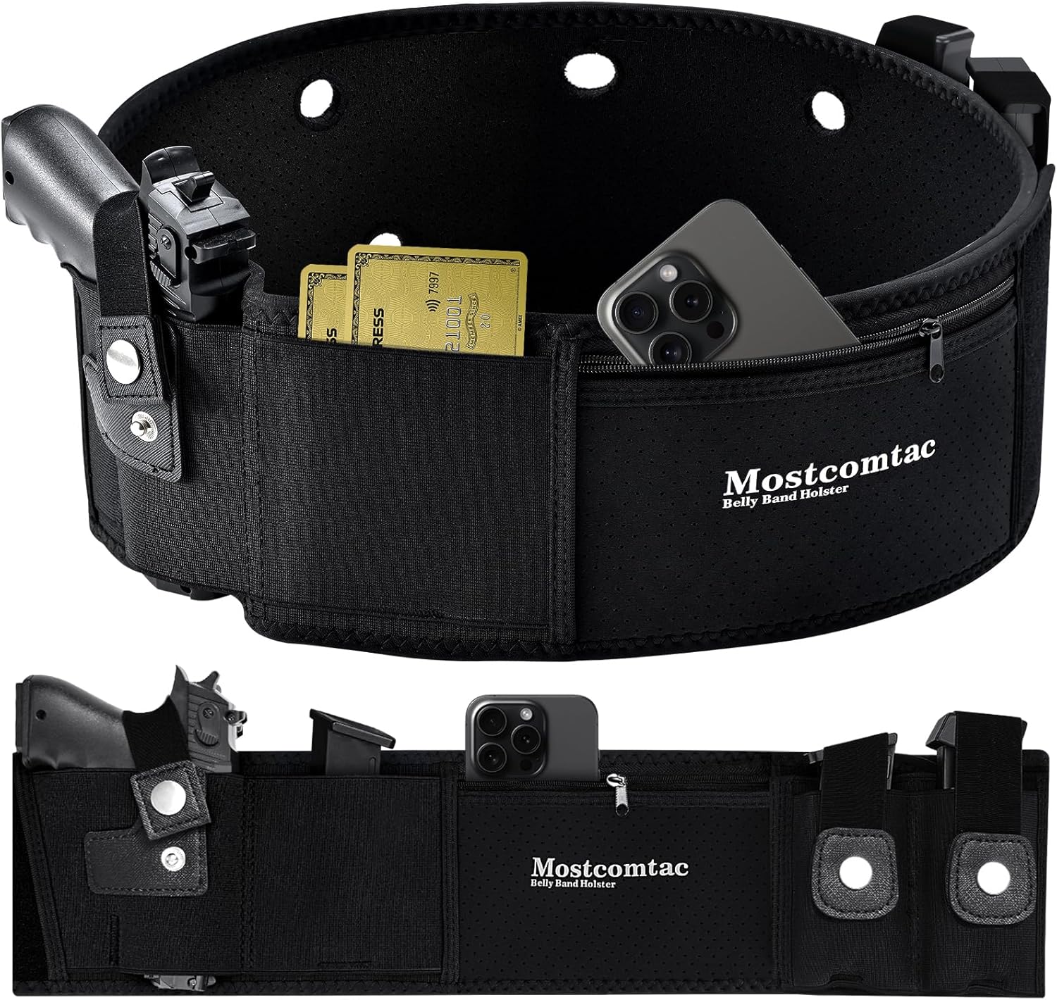 Belly Band Holster for Men & Women - Comfortable Carry Gun Holster with Breathable Neoprene, Fits Glock 17-43X, Taurus, Ruger LCP, S&W M&P Shield for Most Pistols and Revolvers