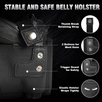 Belly Band Holster for Men & Women - Comfortable Carry Gun Holster with Breathable Neoprene, Fits Glock 17-43X, Taurus, Ruger LCP, S&W M&P Shield for Most Pistols and Revolvers
