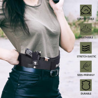 Belly Band Holster for Men & Women - Comfortable Carry Gun Holster with Breathable Neoprene, Fits Glock 17-43X, Taurus, Ruger LCP, S&W M&P Shield for Most Pistols and Revolvers
