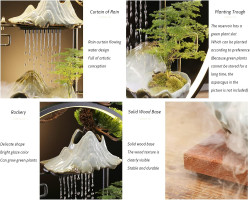 WOWOHI Tabletop Water Fountain, Indoor Waterfall with Round LED Light Ceramic Crane Mist Maker and Incense Holder for Home Office Decor…