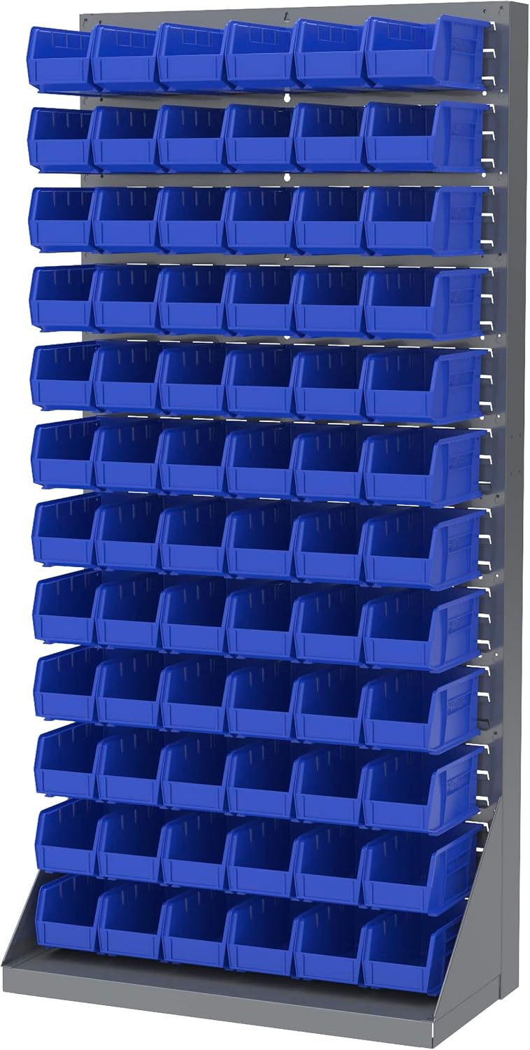 Akro-Mils 30230 AkroBins Plastic Storage Bins, Space-Saving Stackable Bins for Garage, Pantry, Craft Organization, 11-Inch x 5-Inch x 5-Inch, Blue, 12-Pack Blue Containers