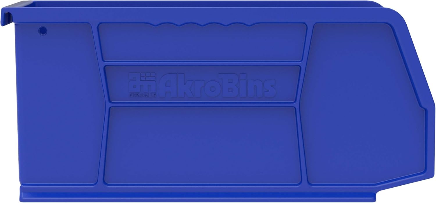 Akro-Mils 30230 AkroBins Plastic Storage Bins, Space-Saving Stackable Bins for Garage, Pantry, Craft Organization, 11-Inch x 5-Inch x 5-Inch, Blue, 12-Pack Blue Containers