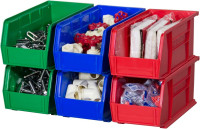 Akro-Mils 30230 AkroBins Plastic Storage Bins, Space-Saving Stackable Bins for Garage, Pantry, Craft Organization, 11-Inch x 5-Inch x 5-Inch, Blue, 12-Pack Blue Containers