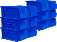Akro-Mils 30230 AkroBins Plastic Storage Bins, Space-Saving Stackable Bins for Garage, Pantry, Craft Organization, 11-Inch x 5-Inch x 5-Inch, Blue, 12-Pack Blue Containers