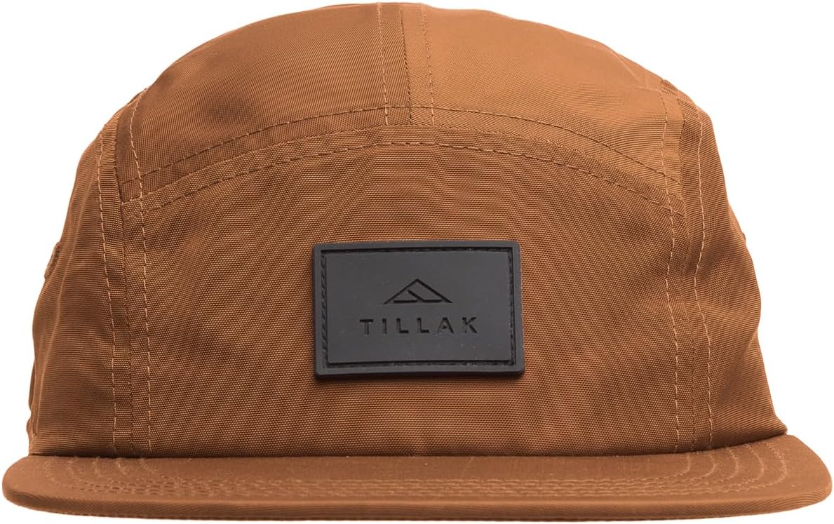 Tillak Wallowa Kodra Hat, Lightweight Oxford Nylon 5 Panel Cap with Snap Closure Russet Brown