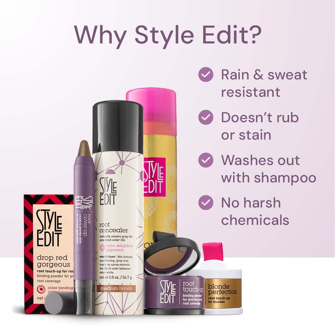 Style Edit Root Concealer Touch Up Spray | Instantly Covers Grey Roots | Professional Salon Quality Cover Up Hair Products for Women |Dark Brown 2 Ounce (Pack of 1)