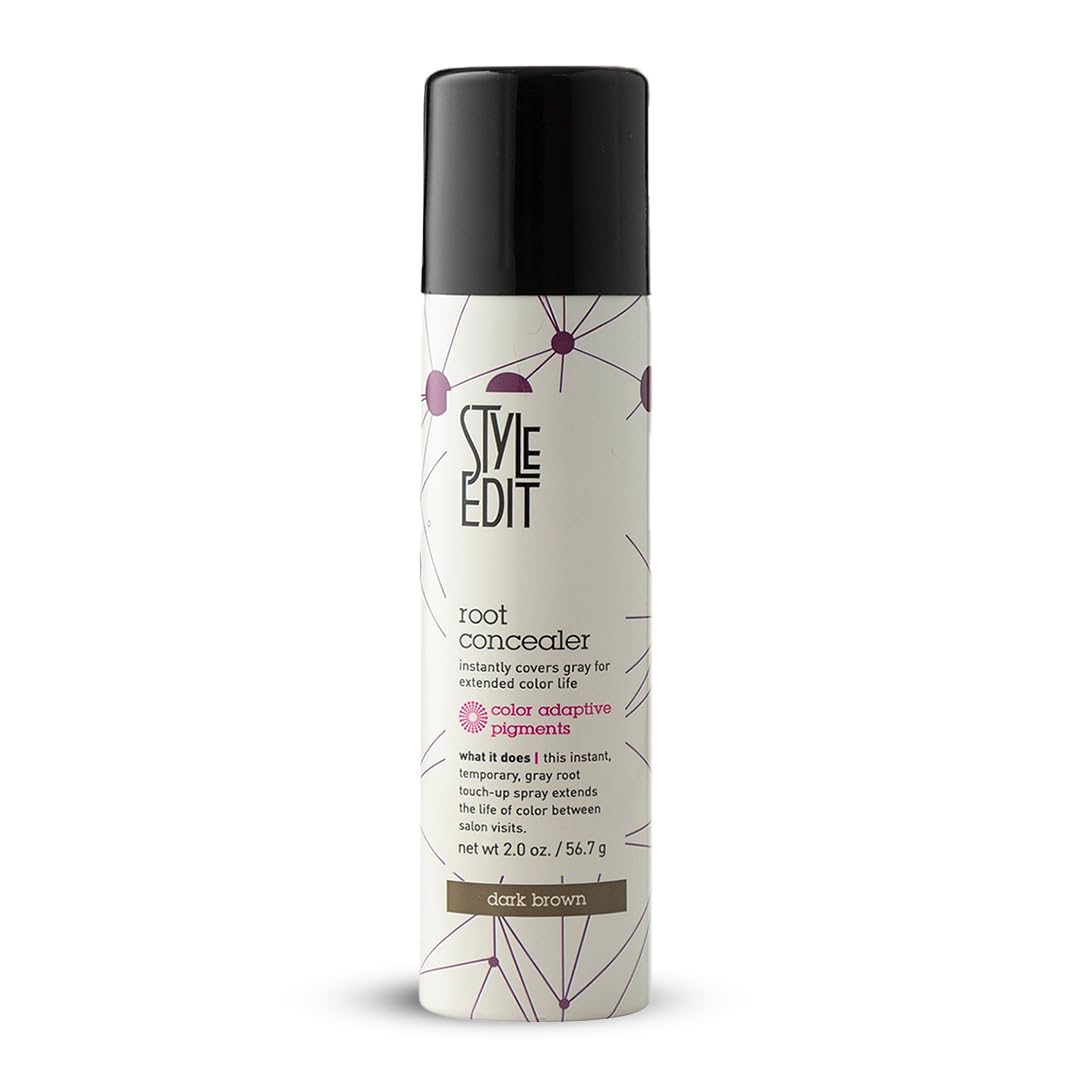 Style Edit Root Concealer Touch Up Spray | Instantly Covers Grey Roots | Professional Salon Quality Cover Up Hair Products for Women |Dark Brown 2 Ounce (Pack of 1)