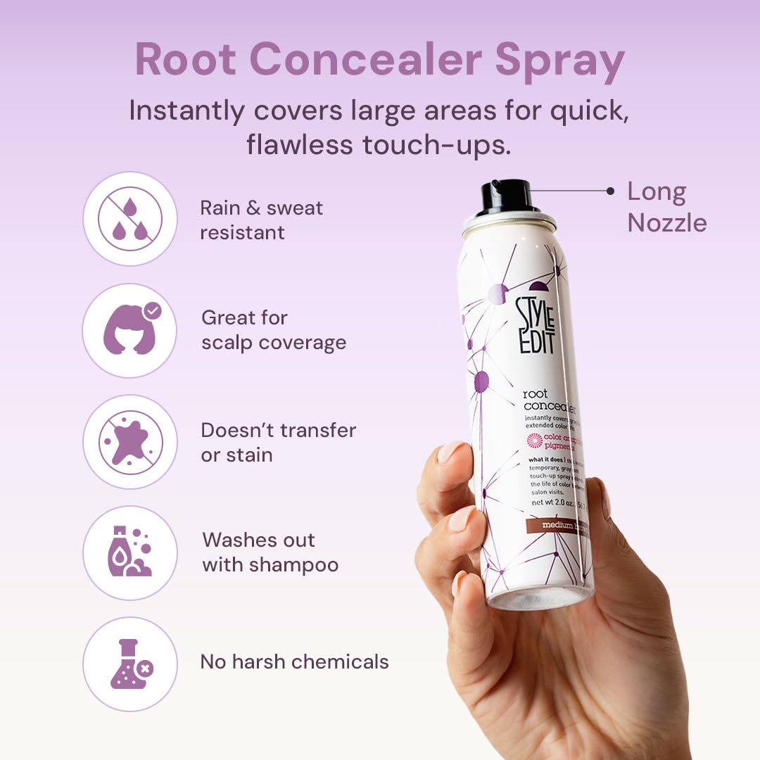 Style Edit Root Concealer Touch Up Spray | Instantly Covers Grey Roots | Professional Salon Quality Cover Up Hair Products for Women |Dark Brown 2 Ounce (Pack of 1)