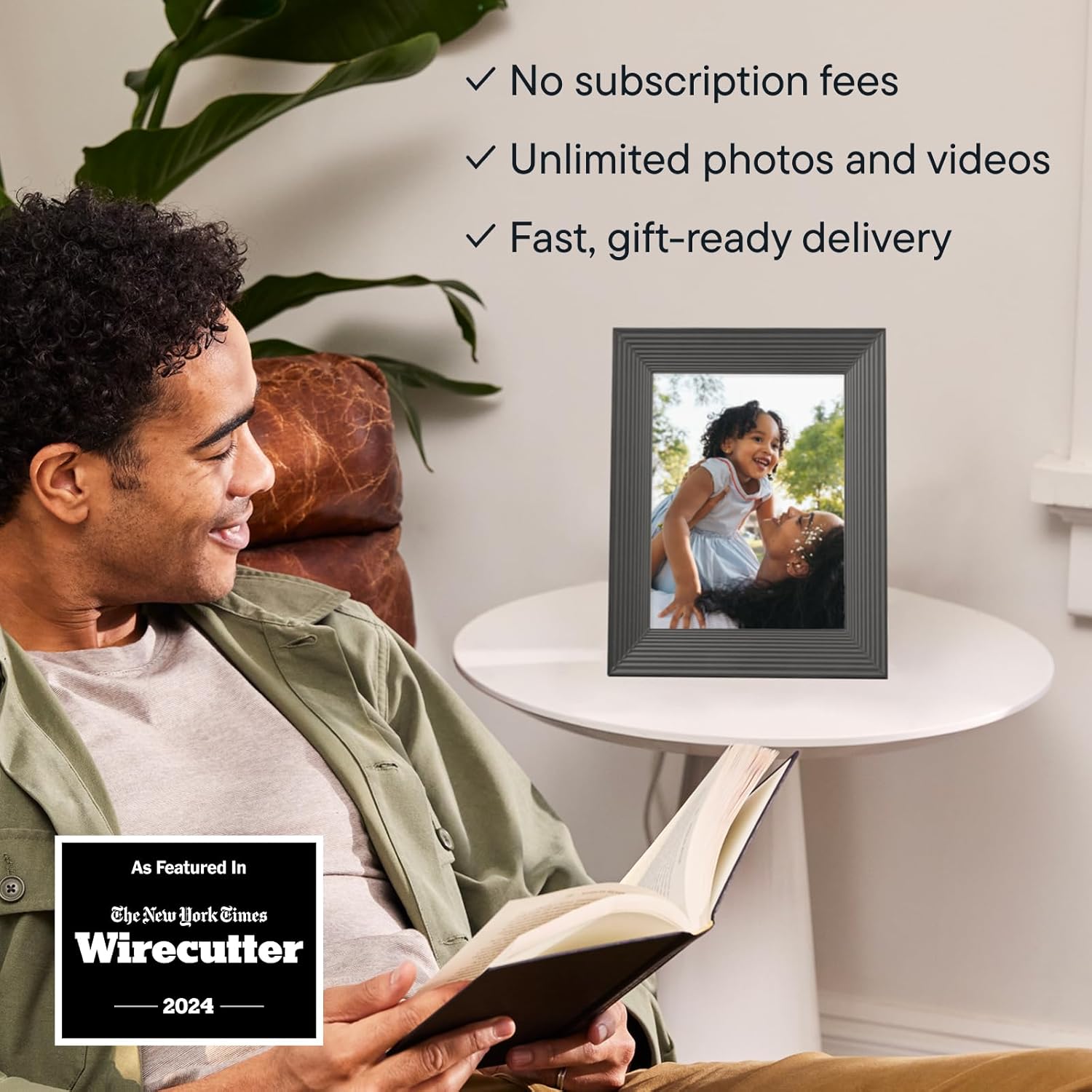 Aura Mason WiFi Digital Picture Frame | Wirecutter's Best Digital Frame for Gifting | Send Photos from Your Phone | Quick, Easy Setup in Aura App | Free Unlimited Storage | Black 9